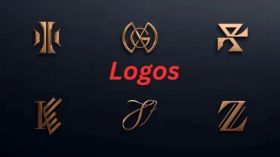 Modern acronym logo designs with elegant typography and minimal geometric shapes on a dark professional background.