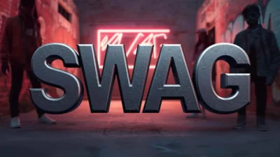 SWAG acronym displayed in bold street-style typography with urban background