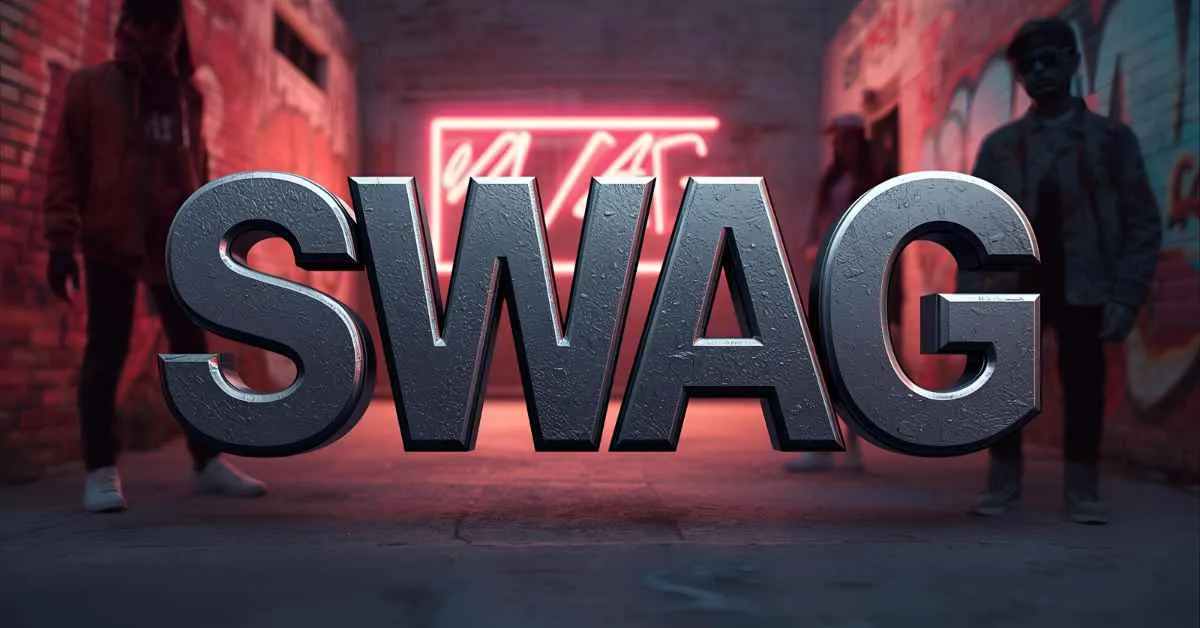 SWAG acronym displayed in bold street-style typography with urban background